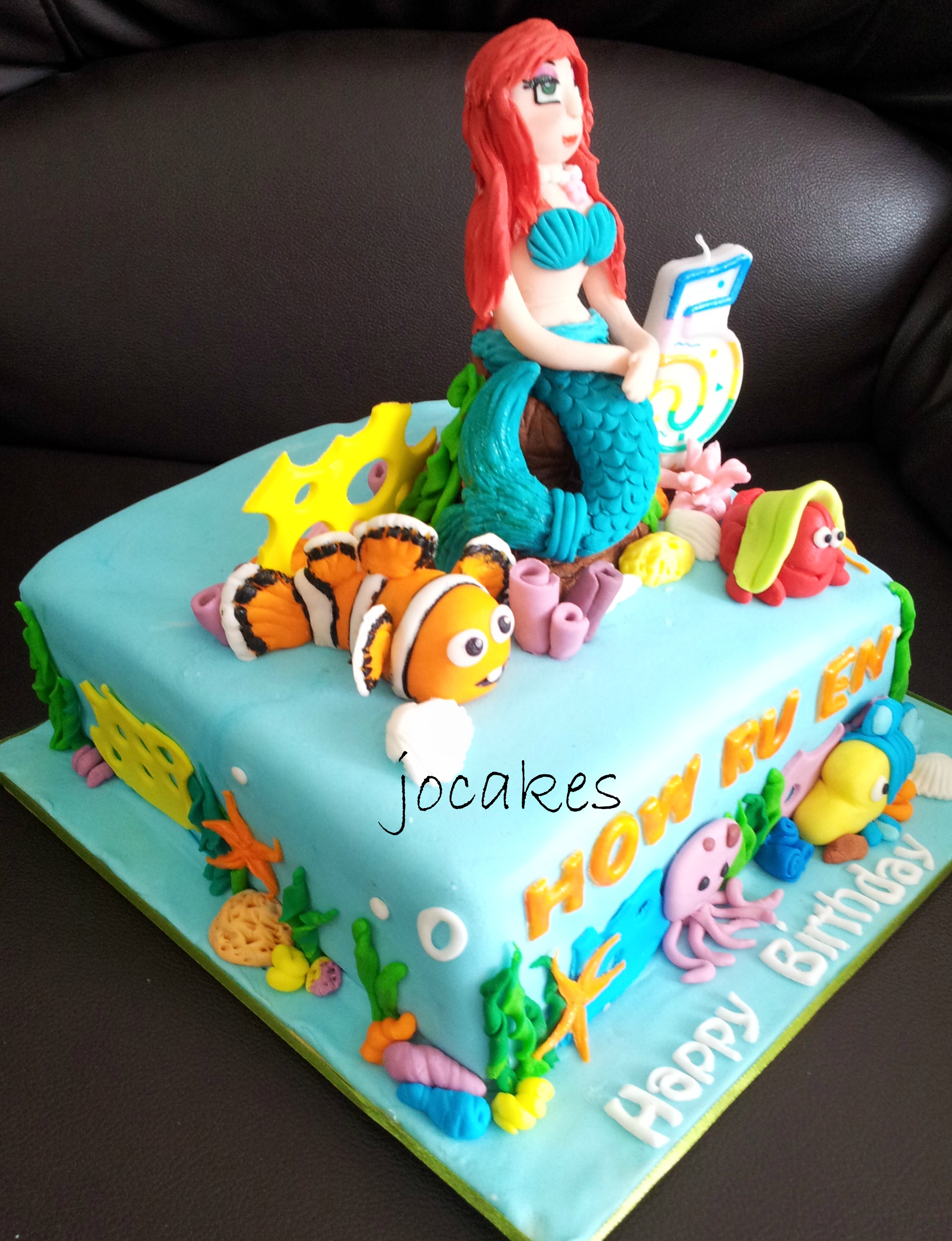 Two tier pink and baby blue birthday cake for 5 year old ...