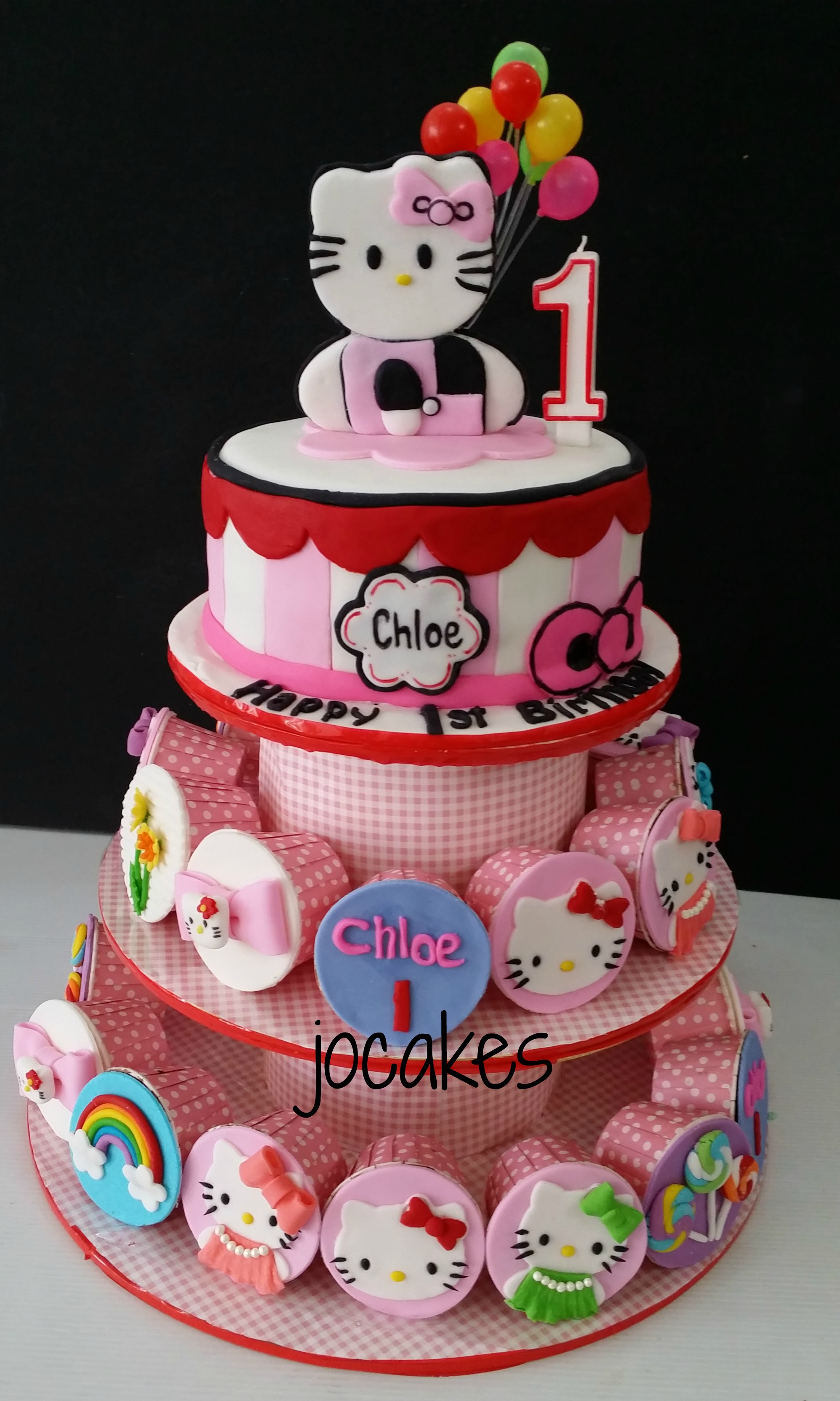 Hello Kitty Cake And Cupcakes For Chloe S 1st Birthday Jocakes